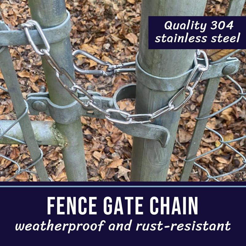 304 Stainless Steel Gate Chain 24" x 5/32" - Chain Link Gate Latch for Outdoor Fence & Livestock - Safety Hanging Metal Chain with 2 M7 Carabiners - Black (1 Pack) 4mm 24in - Black - 1 Pack - BeesActive Australia