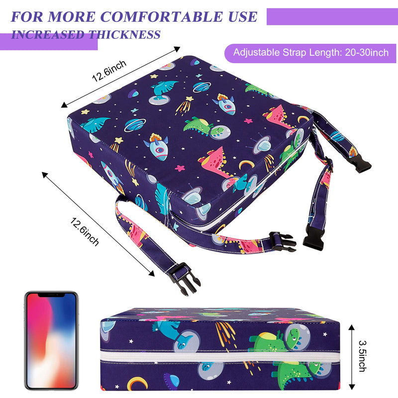 Toddler Booster Seat for Dining Table 45D Cartoon Stronger Support Booster Seat for Dining Table Washable 2 Safer Straps Non-Slip Bottom Portable Booster Chair for Toddlers Kid Baby Eating Travel Home Dark Blue-Dinosaur - BeesActive Australia