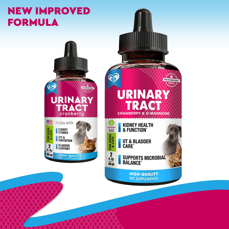 Cat & Dog Urinary Tract Infection Treatment & Natural UTI Medicine Cranberry & D-Mannose -Kidney+Bladder Support - Best Incontinence, Bladder Stones - Pet Renal Health & Care Drops 1 Pack (60 ml)