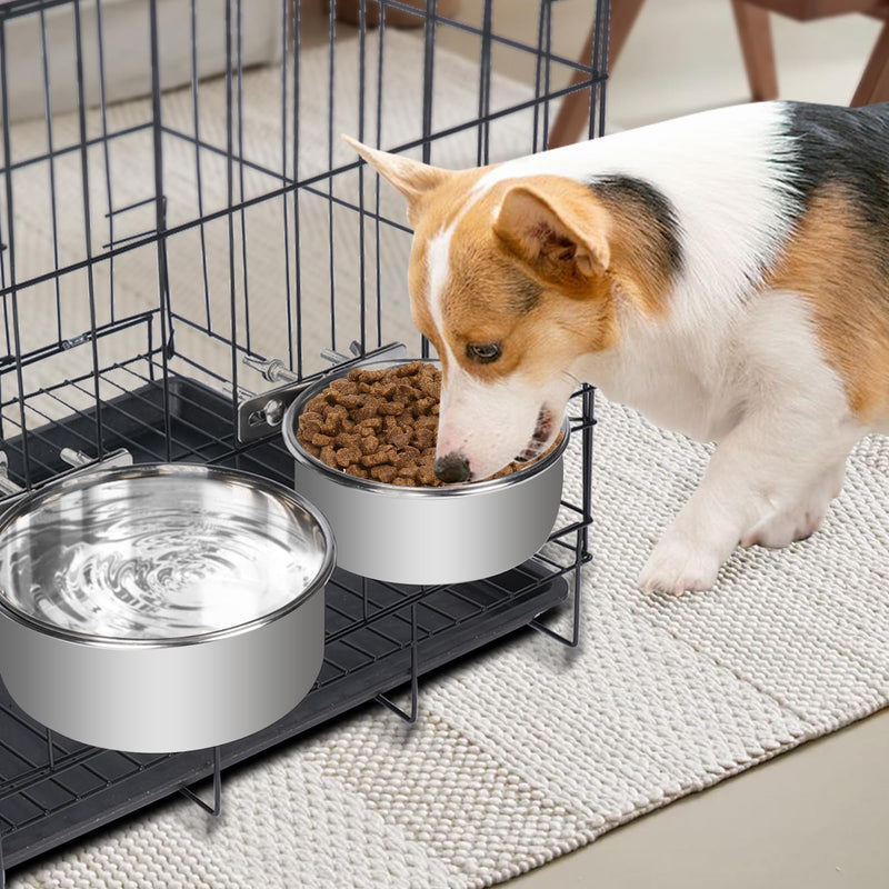 Dog Crate Water Bowl No Spill, Dog Bowls for Small Size Dog, 2 Pack Kennel Water Food Bowls Hanging, Stainless Steel Crate Cage Feeder Dish Bowl for Dogs Small Animals - BeesActive Australia