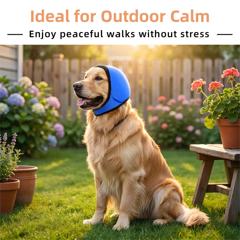 Dog Ear Muffs Noise Protection, No-Shake Ear Wrap for Hematoma Care, Bathing, Drying, Swimming & Noise Anxiety Relief (Blue, Medium) Blue