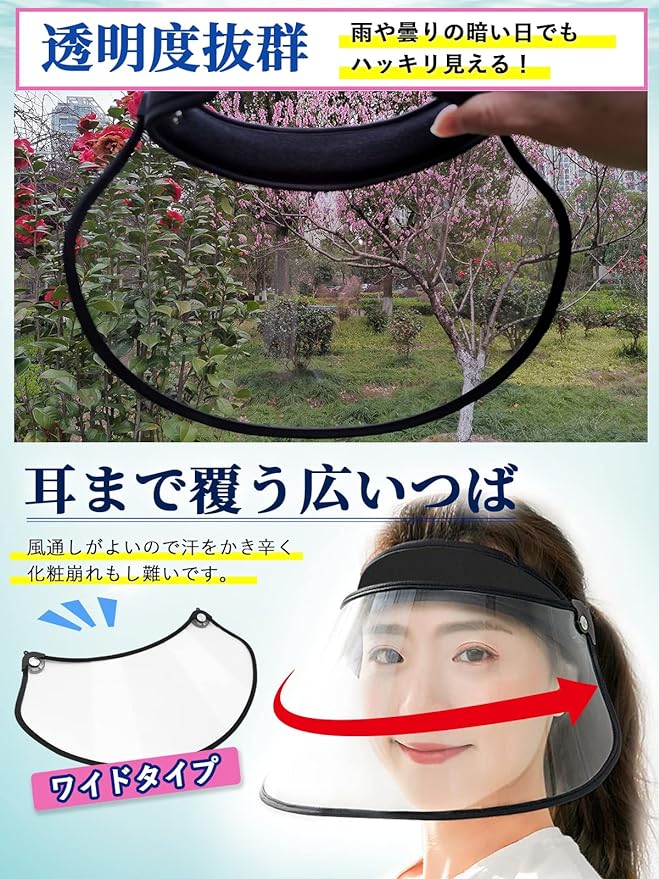 GOKEI Rain Visor, Thin and Fogless, No Water Drops, Rain Hat, Rain Hat, Clear Visor, Rain Protection, Rain Bazer, Women's, Transparent, UV Protection, UPF50+, Pollen Visor, Non-Slip, Raincoat, Rain -  Australia
