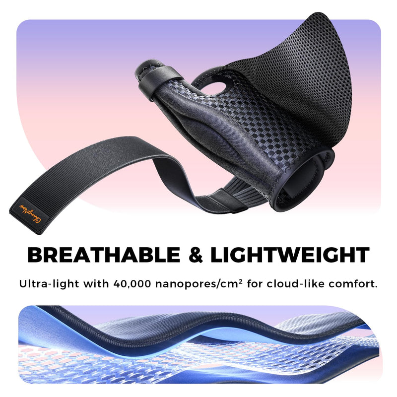 Ultra Breathable Thumb Brace for Right & Left Hand, [Upgraded Medical-Grade] Thumb Spica Splint for Trigger Thumb, Adjustable Thumb Support for De Quervains Tenosynovitis, Pain Relief, Arthritis, Tendonitis, Sprains S - Fit both hands Black