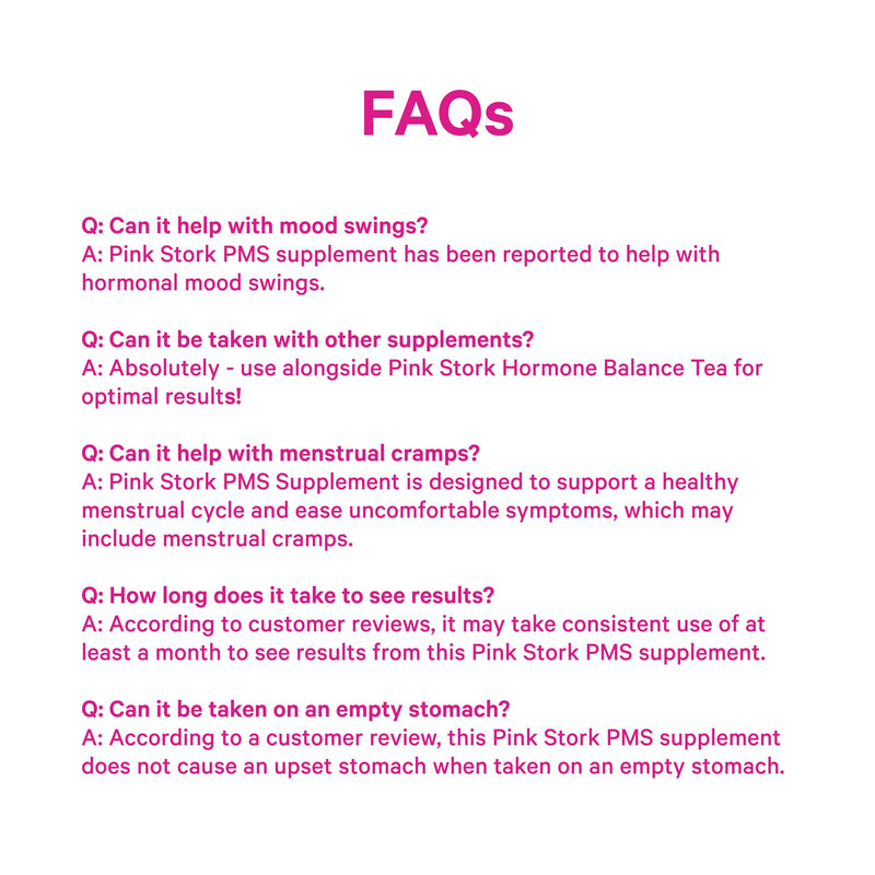 Pink Stork PMS Supplement for Women, Hormone Balance Support, 60 Count | Vitex, Ashwagandha, Maca Root, 10 Vitamins & Minerals, Support PMS Comfort, Mood, Bloating, Period Regularity