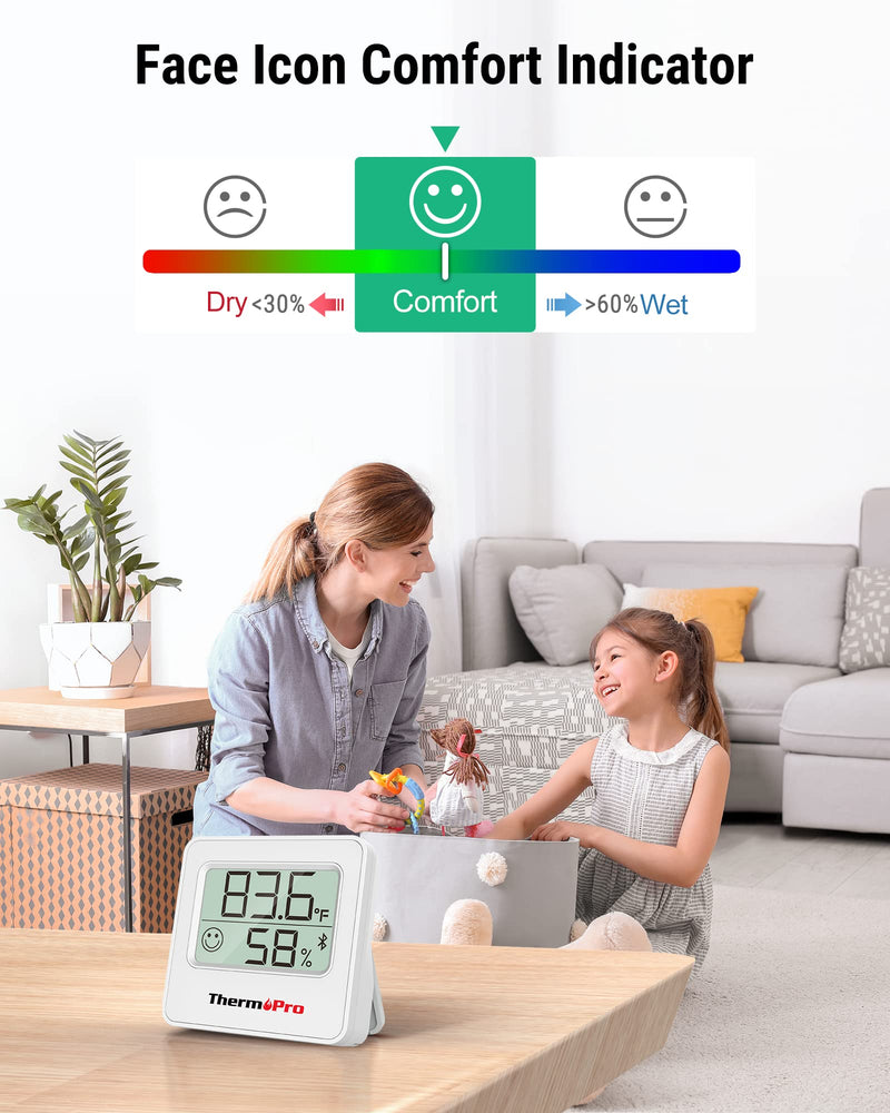 ThermoPro TP357 Digital Hygrometer Indoor Thermometer of 260FT, Bluetooth Thermometer Humidity Meter with Smart App, Room Thermometer Humidity Gauge with Temperature Humidity Sensor 1