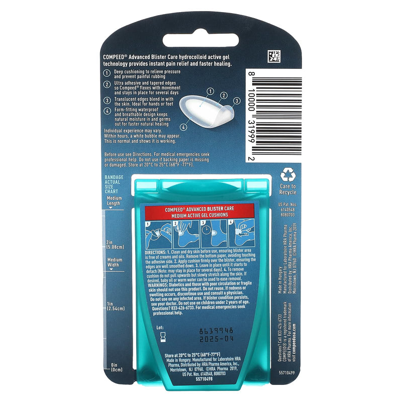 Compeed Advance Blister Care, Medium, 10 Active Gel Cushions - BeesActive Australia