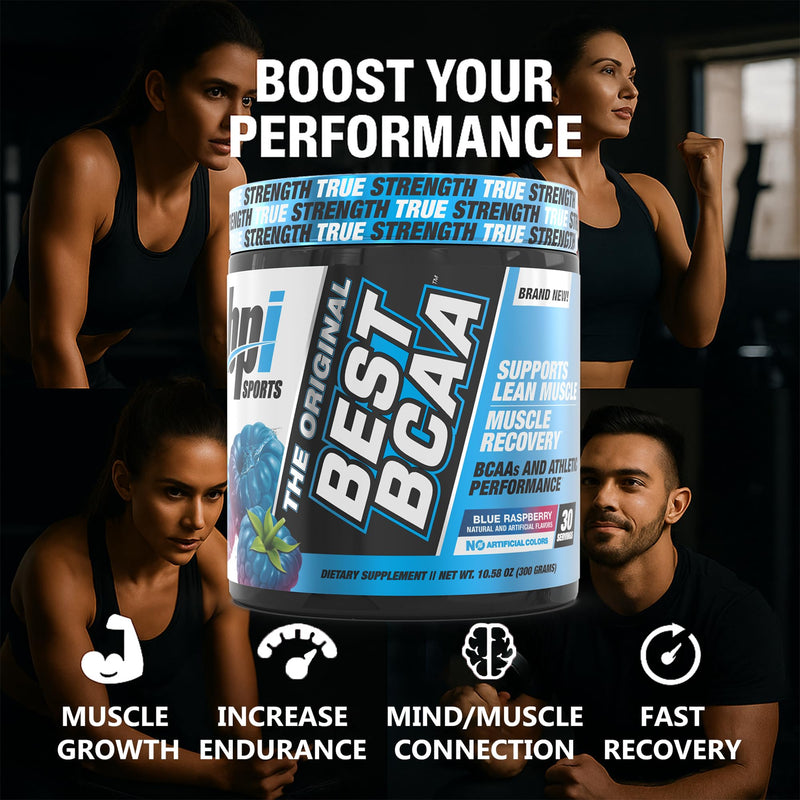 BPI Sports Best BCAA Powder - Muscle Recovery Support - Branched Chain Amino Acids | Building Blocks of Protein and Muscle - Post Workout Recovery ‚Äì Hydration - Blue Raspberry, 30 Servings 10.58 Ounce (Pack of 1) - BeesActive Australia