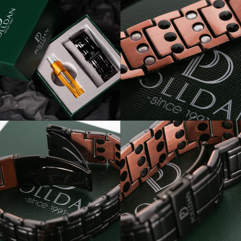 Copper Bracelet 6200 Gauss Power | Mens Bracelet 99.99% Pure Copper | Magnetic Bracelets for Men with Adjustable Fit & Sizing Tool | Stylish Men's Jewelry | Magnet Gifts for Him (3X Power Black Copper) 3X Power Black Copper