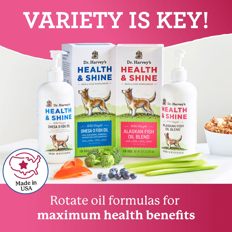 Dr. Harvey's Health & Shine Alaskan Fish Oil Blend for Dogs - Supports Healthy Heart, Brain, and Eyes (16 fl. oz.) - BeesActive Australia