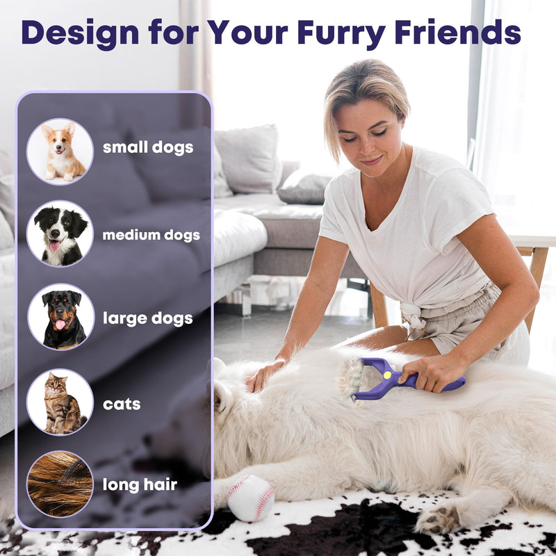 Dog Grooming Brush, Dematting Comb for Dogs and Cats, Pet Grooming Rake for Dogs, Cat Undercoat Deshedding Brush, 3 in 1 Upgraded Version Undercoat Rake for Thick Hair Pets 3 SIDES(3 IN 1) PURPLE - BeesActive Australia