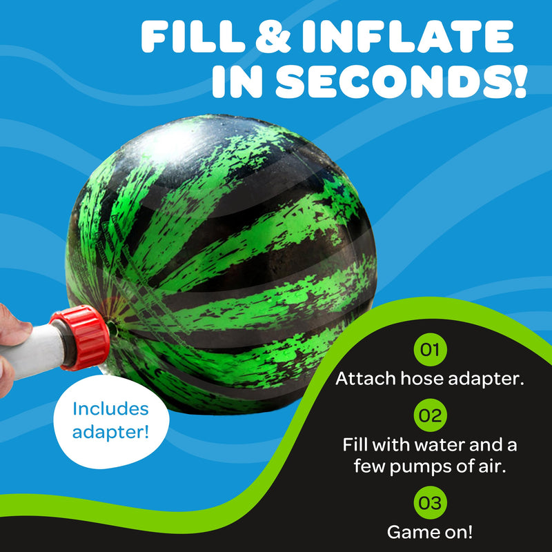 Watermelon Ball Lit - Glow in The Dark Pool Toy for Kids Ages 8-12, Teens, Adults - 9 Inch Swimming Pool Game for Family Fun 9" 9" Green LED Light-Up - BeesActive Australia
