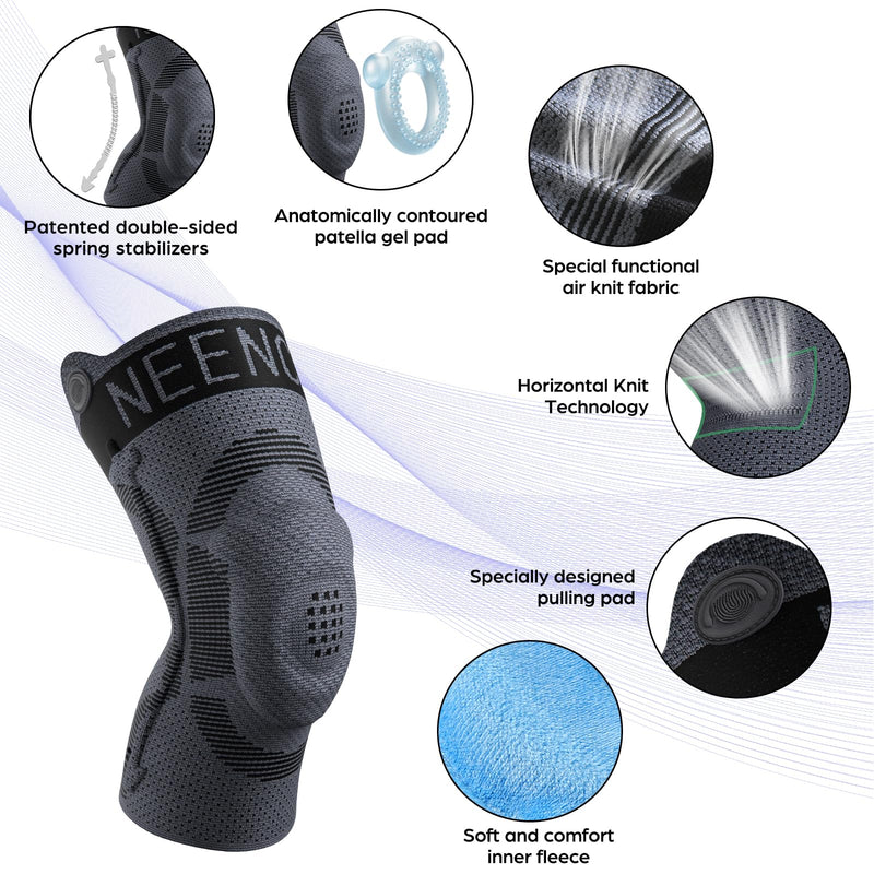 NEENCA Kids Knee Brace Sleeve, Youth Knee Compression Sleeve for Children - Boys & Girls. Child Knee Support with Patella Gel Pad & Side Stabilizers for Knee Pain, Sports, Outdoor - FSA/HSA Approved Large Black - Single