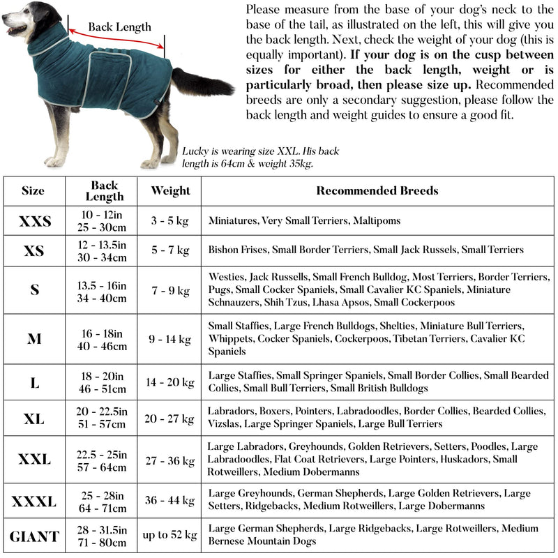 Lucky Paws® dog bathrobe - double-layer dog bathrobe - dry faster in minutes, absorbent dog towel & soft dog bathrobe in 1 - luxury dog towel bathrobe (L, Teal) L - BeesActive Australia