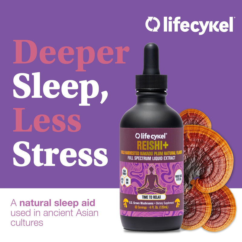 Life Cykel - Reishi Mushroom Extract with Wild Kakadu Plum - Potent Immune & Sleep Support Supplement, Vitamin-C Rich Adaptogen Mushroom Drops - 4 Fl Oz 4 Fl Oz (Pack of 1)