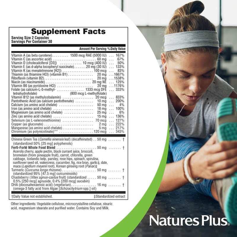 NaturesPlus ProCreation Female Fertility Support - 60 Capsules - Multivitamin & Mineral Supplement with Antioxidants - Promotes Reproductive Wellness - Gluten Free - 30 Servings