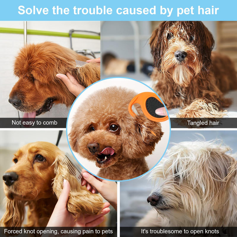 2Pcs Pet Knotting Comb for Cats - Knotting Comb Pet Grooming Tool for Dogs Cat Knot Remover Tangled and Loose Hair with 2 Pcs Pet Hair Comb Tear Stain Removal - BeesActive Australia