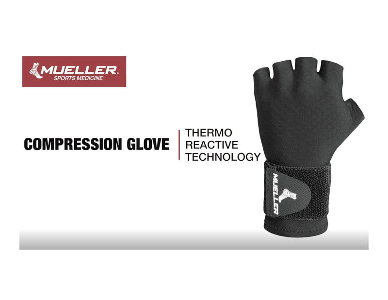 Mueller Sports Medicine Reversible Compression Glove for Men and Women, Hand & Wrist Pain Relief Support, Ideal for Carpal Tunnel, Arthritis, Fits Right or Left, Black Large-X-Large