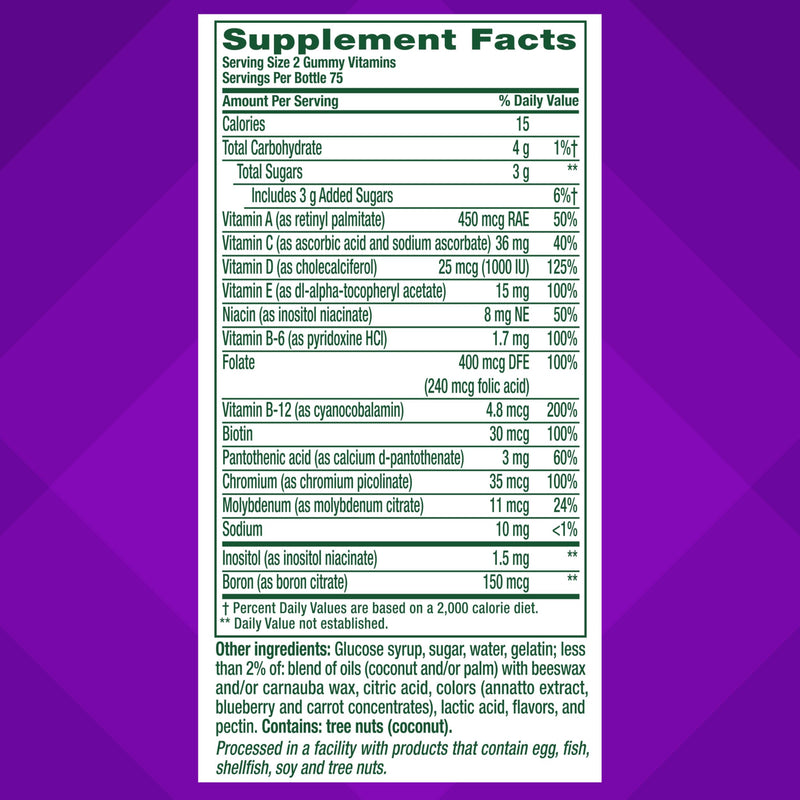 Vitafusion Multivitamin Gummies | 150 Multivites for Adult Men and Women | Vitamins A, C, D, E | Berry, Peach and Orange Flavors | Gluten and Dairy-Free Supplement