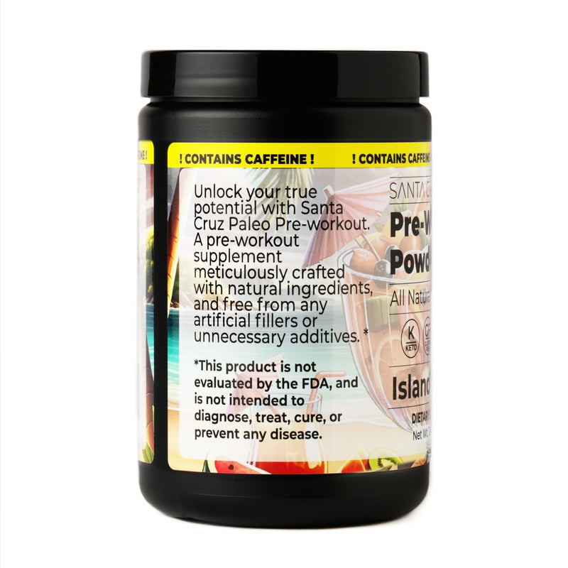 Santa Cruz Paleo Natural Pre Workout Powder, Island Punch, Keto Preworkout Electrolytes with Magnesium, Potassium, L-Citrulline, 150mg Caffeine, Sugar-Free Drink Mix for Energy & Hydration,30 Servings CAFFEINATED Island Punch - BeesActive Australia