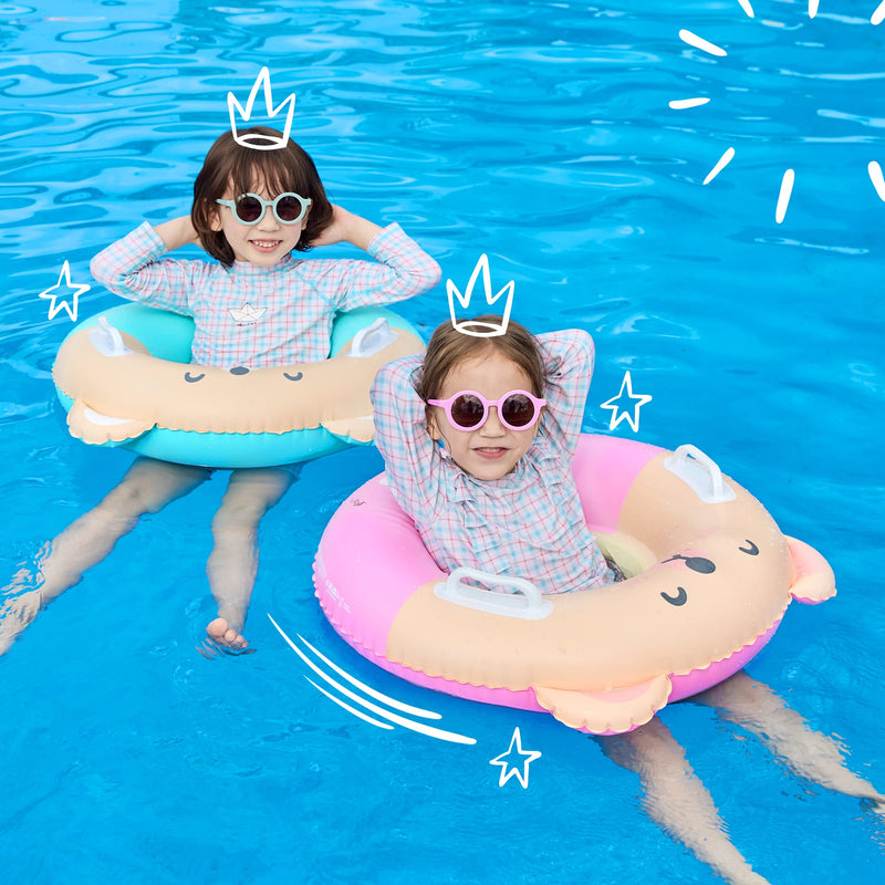 NAI-B Toddler Float Tube, Inflatable Swimming Pool Ring with Seat, Blow up Swim Training Aid Float Ring for 2-5 Year Old Boys Girls Toddler Kids Pink - BeesActive Australia