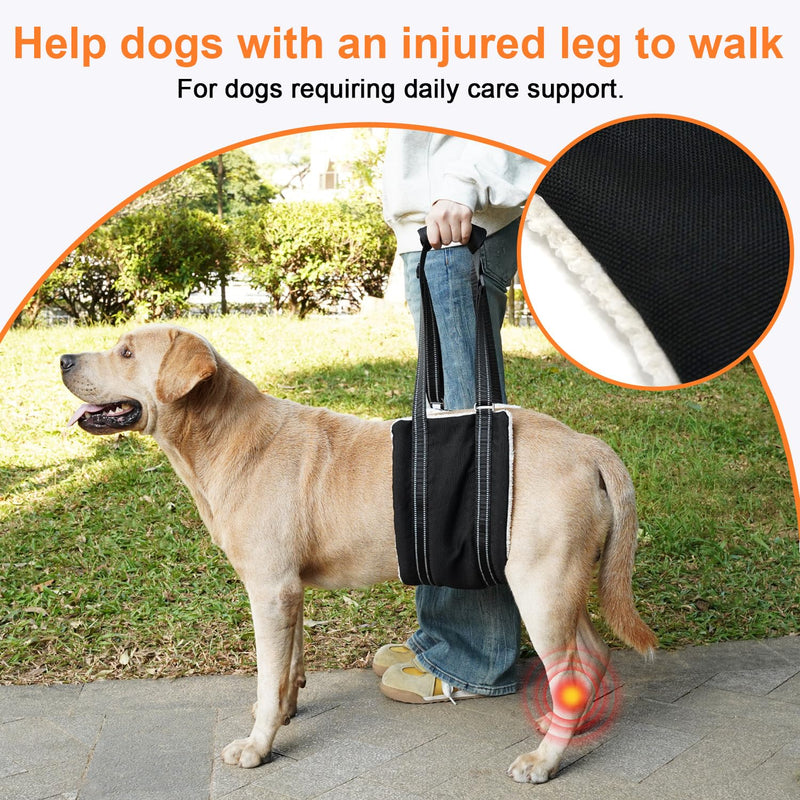 COODEO Adjustable Comfortable Dog Sling with Handle Hind Leg Support Soft Lift Support and Rehab Harness for Weak Rear Legs,Helps Senior, Injured, Disabled and After ACL Surgery Dogs Large (Black, M) Black