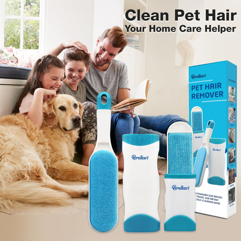 Pet Hair Remover for Clothes: Reusable Cat Dog Fur Removal Brush for Furniture Couch Carpet Bed Car Seat - Self-Cleaning Tool for Pet Owners Friends Families - Home Travel Use (1 Pack Fresh Blue) 1 Pack - BeesActive Australia