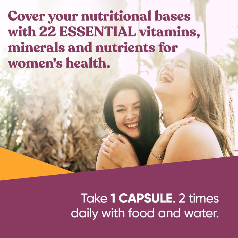 Multivitamin for Women, 22 Vitamins with Iron & DHA, 60 Veg Capsules | Vitamins for Immunity, Beauty, Brain, Energy, Bones and Heart - Vitamin C, D, E, K, Iron, B6 and DHA -
