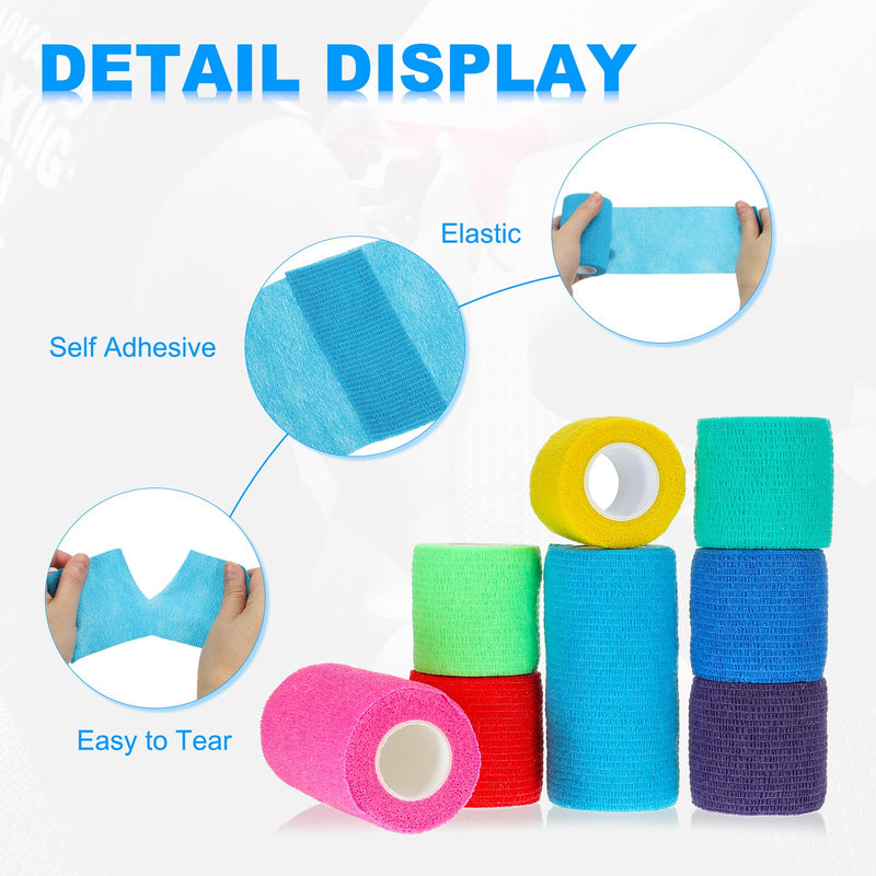 PATIKIL 1"/2"/3"/4" Self Adhesive Bandage Wrap, 16 Pcs 5 Yard Elastic Self Breathable Self Adherent Wrap Tape for Stretch Athletic Sports Wrist Ankle Outdoor Tape, Emerald Green - BeesActive Australia