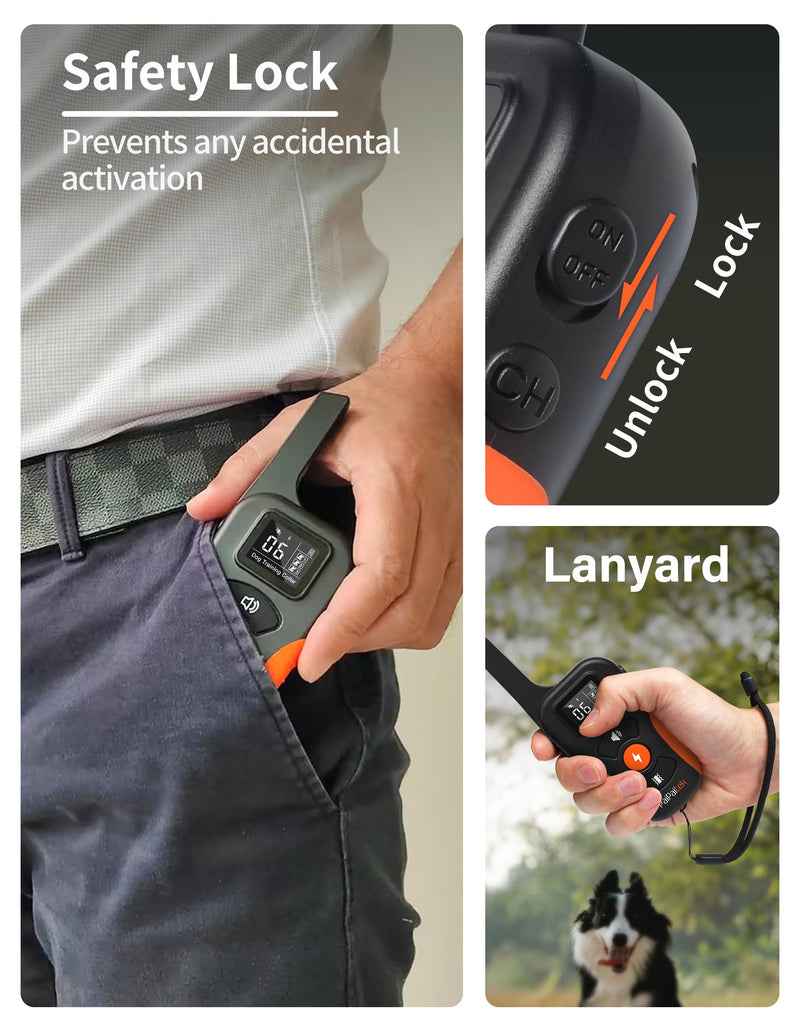 PaiPaitek Bark Collar with Remote and Automatic Mode - 3300ft Range Bark and Training Collar Combo, Shock Collar for Dogs 40-150 lbs Waterproof & Rechargeable Black - BeesActive Australia