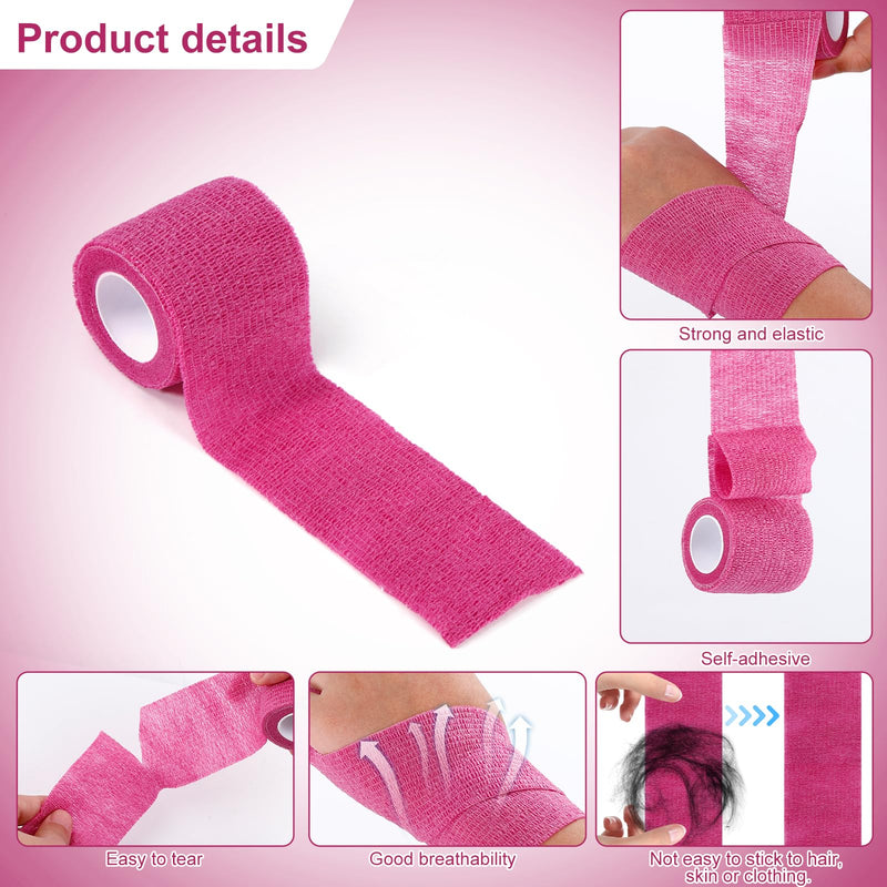40 Rolls Self Adhesive Bandage Wrap, 2 Inch x 5 Yards Elastic Self Athletic Tape,Pink Adherent Wraps,Breathable Stretch Bandage Wrap Sports for Sprain,Sports,Pets,Wrist,Ankle(Pink) - BeesActive Australia