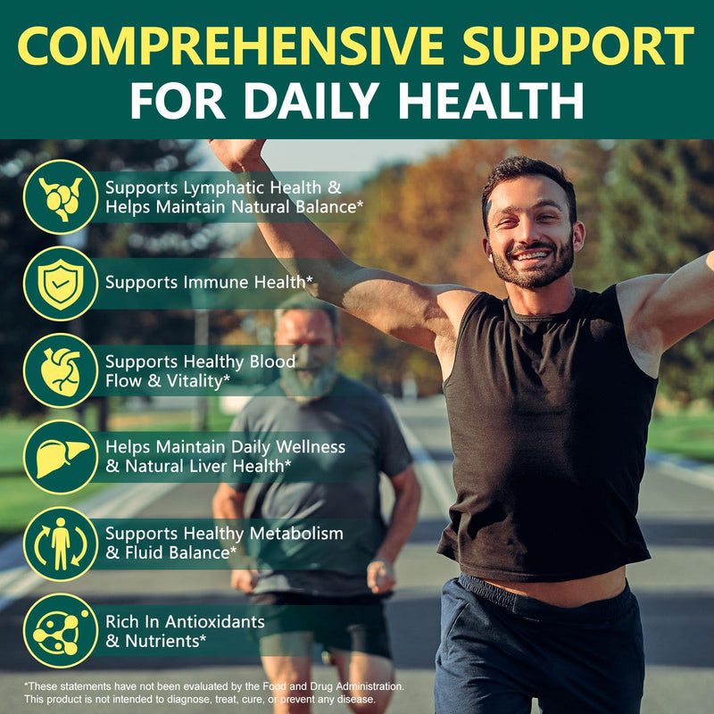 Lymphatic Drainage Supplements, 4275mg Herbal Blend for Immune and Fluid Health for Men Women,with Dandelion, Burdock Root, Echinacea, Turmeric,240 Softgels for Lymph System Balance (Pack of 2) 480 Count (Pack of 1)