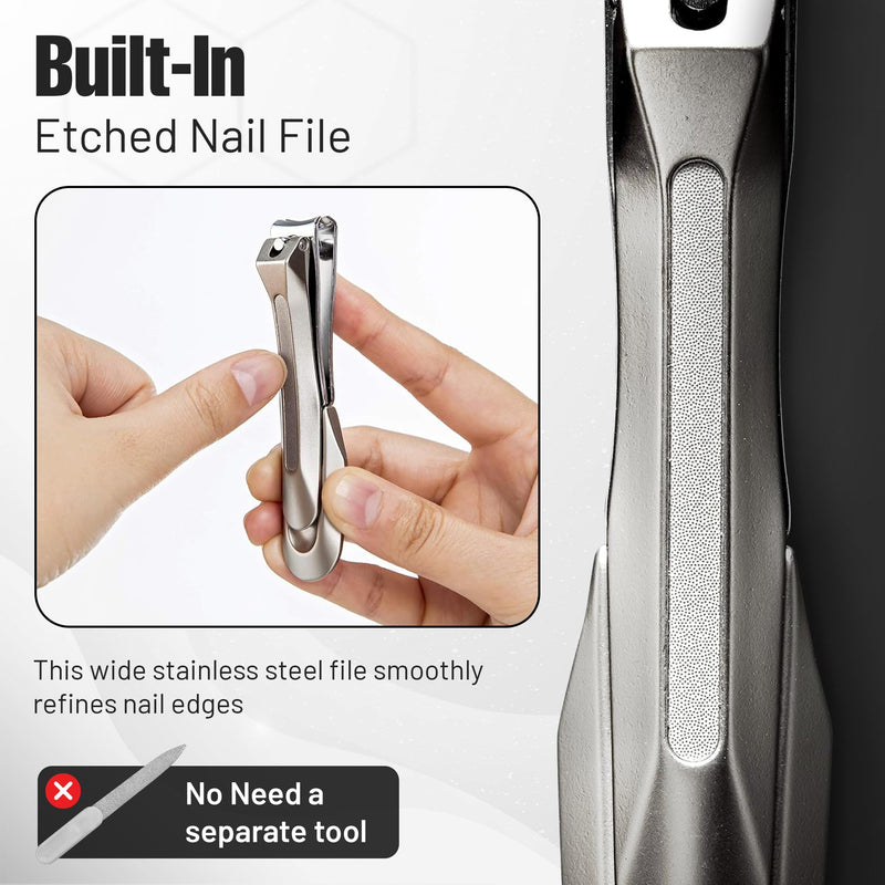 Japanese Stainless Steel Nail Clipper with Leather Case – Sharp Precision Blade, Built-in Nail File, Ergonomic Design – Made in Japan