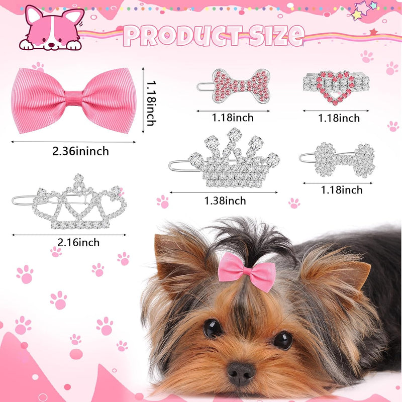 Janinka 29 Pcs Dog Hair Bows, 24 Pcs Puppy Yorkie Dog Hair Clips 5 Pcs Tiara Crystal Dog Hair Accessories, Rhinestone Barrette Grooming Hair Products - BeesActive Australia