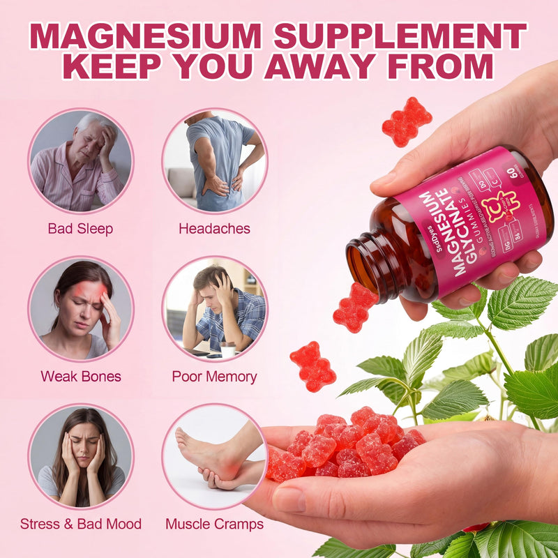 Magnesium Glycinate Gummies 400mg Sugar Free - High Absorption Magnesium Supplement with Vitamin D & B6 for Stress Relief, Calm Sleep & Leg Cramps Support - Vegan Chewable for Women and Men