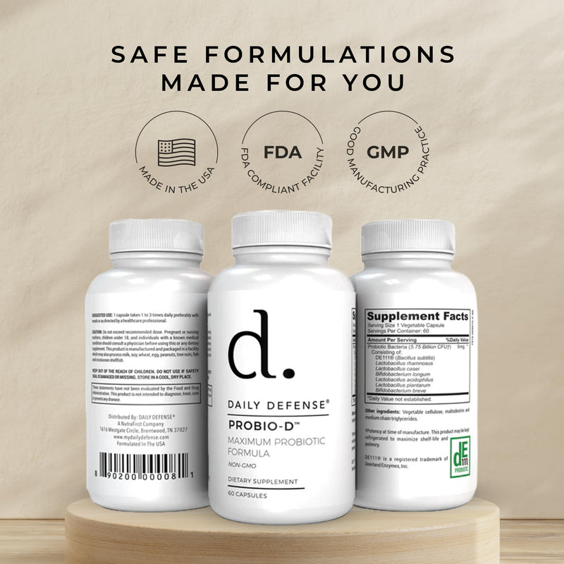 Probiotic Immune Support Supplement - Daily Probiotics for Men with Constipation & Gas - Digestion and Bloating Supplement & Probiotics for Women - 60 Capsules, PROBIO-D