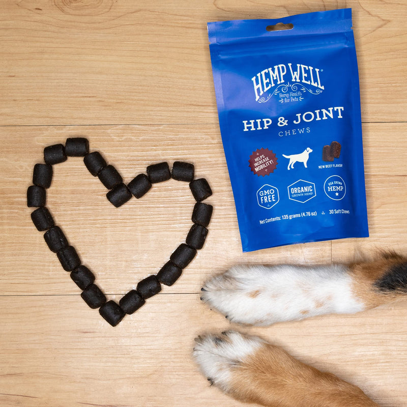 Hemp Well Hip and Joint Soft Chews – Supports Mobility and Promotes Healthy HIPS and Joints for Dogs, Organically Sourced (60 Count) 60 Count (Pack of 1) - PawsPlanet Australia