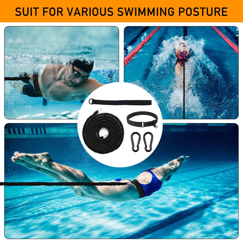 Pool Swim Training Equipment, Tether Aquatic Belt with Resistance Band Improve Power Agility Focus Explosive for Men and Women