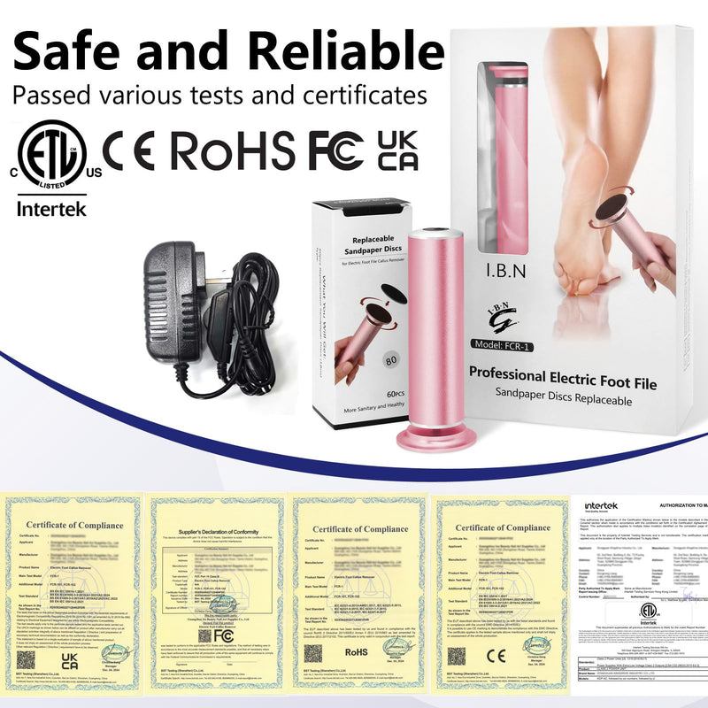Electric Foot File Callus Remover for Feet, Adjustable Speed Foot Sander Grinder Professional Pedicure Tools for Dead Skin Heel Calluses with Replaceable Sandpaper Discs (Upgraded FCR-1 Pink) - BeesActive Australia