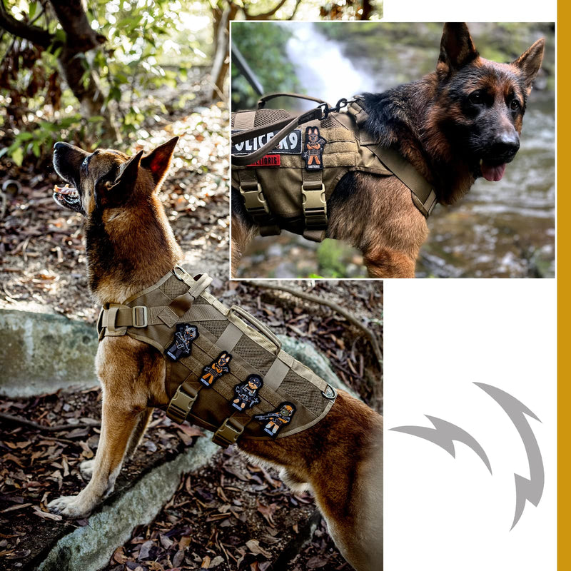 OneTigris No Pull Tactical Dog Harness for Medium Dog, Aire Mesh Dog Vest Harness, Breathable Military Dog Molle Vests with Handles, Service Dog Vest for Walking Hiking Training (M, Brown)