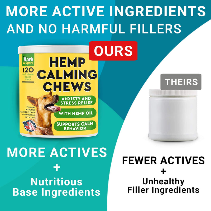 Probiotics + Calming Hemp Treats for Dogs Bundle - Gas, Diarrhea, Allergy + Anxiety Relief - Enzymes + Prebiotics + Hemp Oil - Improve Digestion + Stress Relief - 120 + 120 Chews - Made in USA
