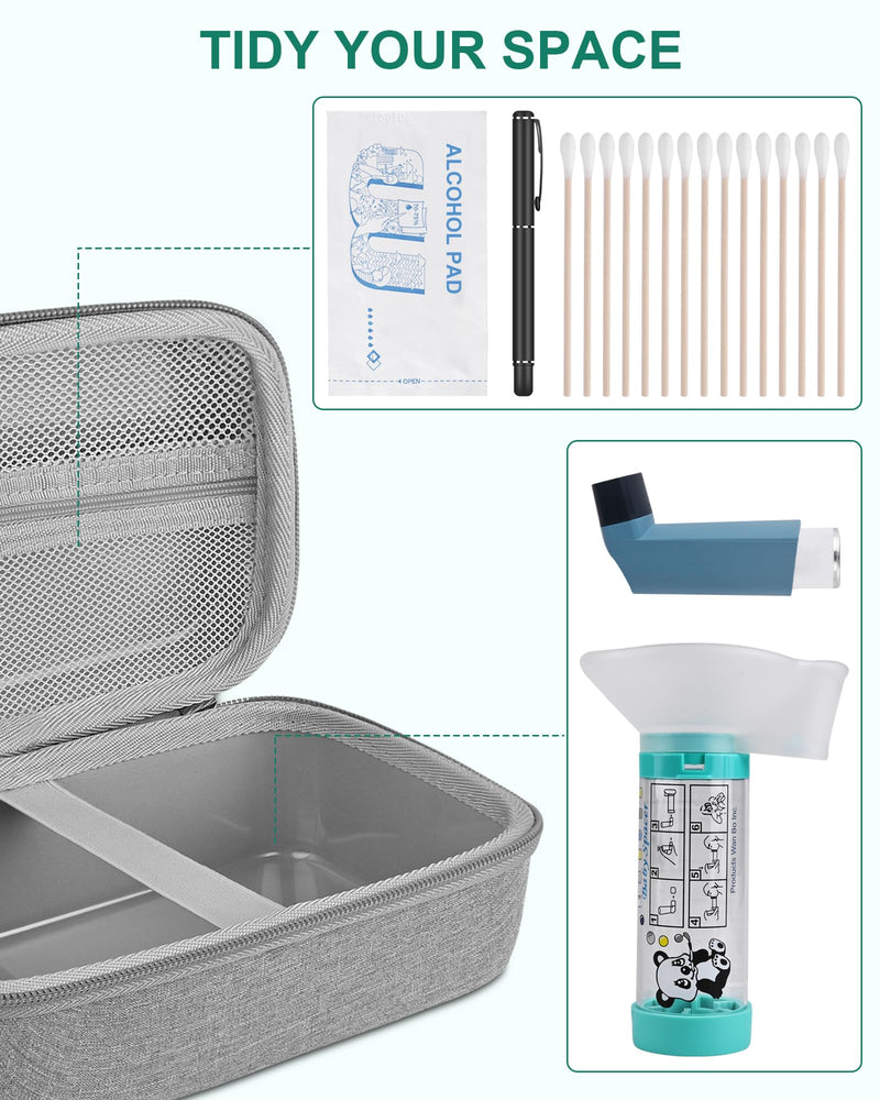Asthma Inhaler Case Portable Nebulizer and Spacer Storage for All Models of Inhalers - Travel Carrying Case for Masks, Inhaler Holder (TRANSPARENT)
