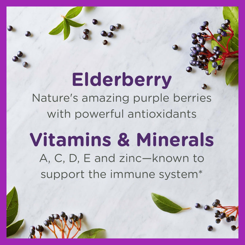 Zarbee's Elderberry Gummies for Kids with Vitamin C; Zinc & Elderberry; Daily Childrens Immune Support Vitamins Gummy for Children Ages 2 and Up; Natural Berry Flavor;,21 Count (Pack of 2) 21 Count (Pack of 2)