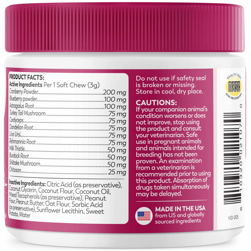 Dr. Harvey’s Kidney Support Soft Chews for Dogs, Renal & Urinary Tract Health Supplement with Turkey Tail Mushroom, 90 Chews