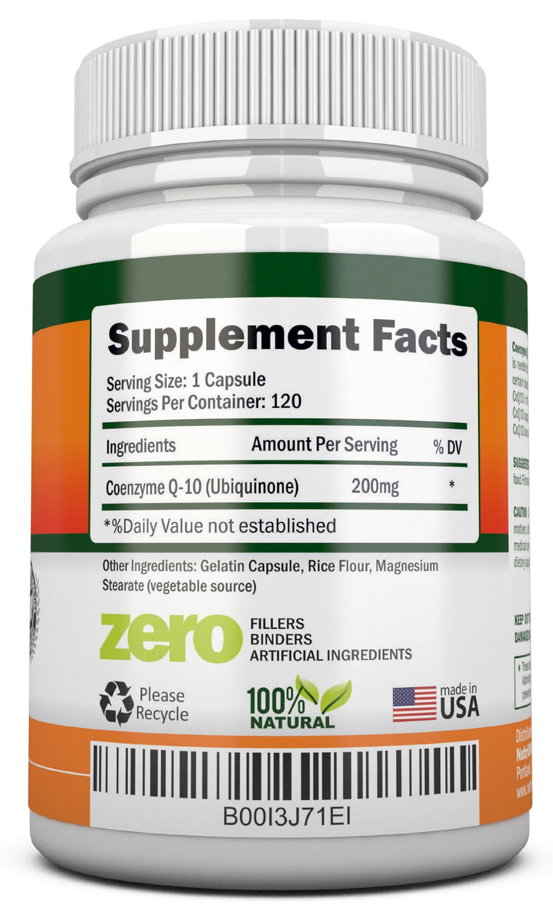 NutriONN CoQ10 200mg (Double Strength), 120 Capsules - High Absorption Coenzyme Q10 - Scientifically Proven Extra Strength CoQ10 Ubiquinone - 4 Month Supply