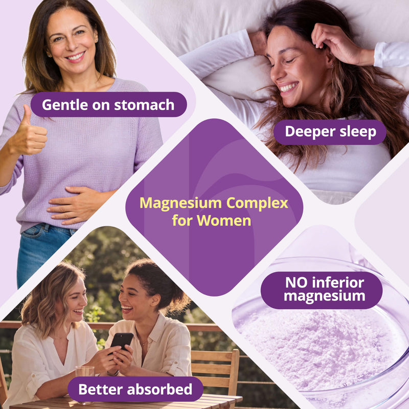 7-in-1 Magnesium Complex for Women for Sleep, 120 Vegan Capsules | With Magnesium Glycinate & L-Theanine & Vitamin B6 to Support Stress Relief & Cortisol Balance Support, Non-GMO, Gluten Free 120 Count (Pack of 1)
