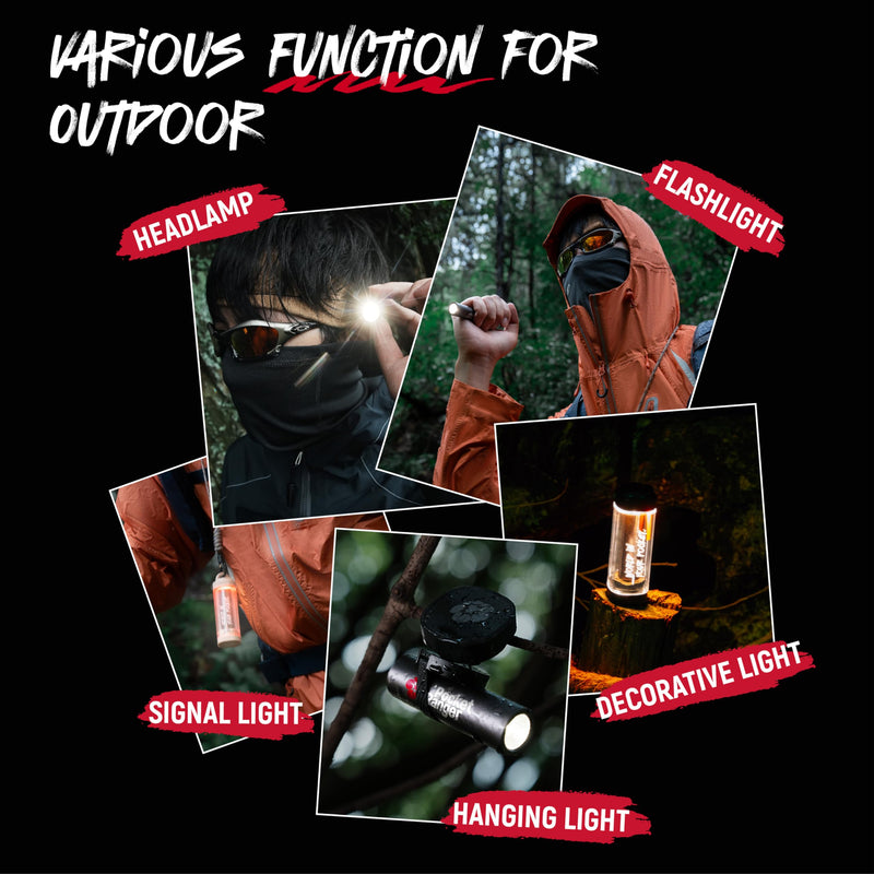 VSGO Pocket Ranger Firefly 5-in-1 Rechargeable Camping Lantern – EDC Headlamp, Mini Flashlight, Ambient & Signal Light, Waterproof & Lightweight for Hiking, Outdoor & Emergency (Black) Black - BeesActive Australia