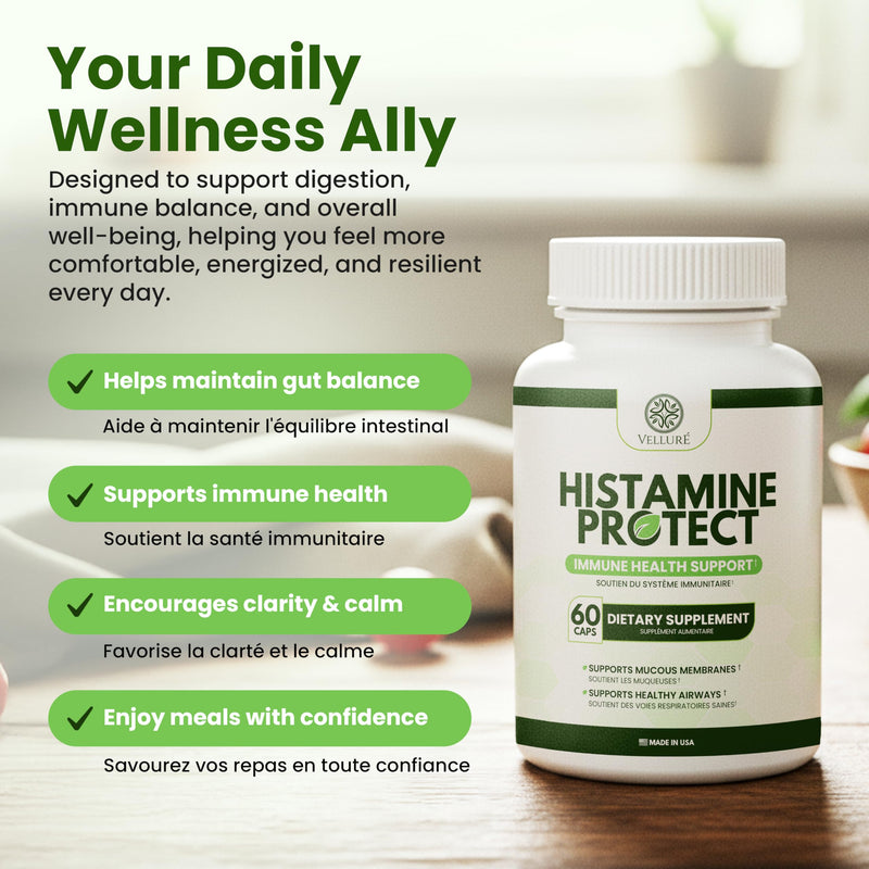 Histamine Protect DAO Enzyme Supplement, 60 Capsules | 30,000 HDU Diamine Oxidase, For Histamine & Fermented Foods, Gut & Digestive Support, With Quercetin, Magnesium & Vitamin C
