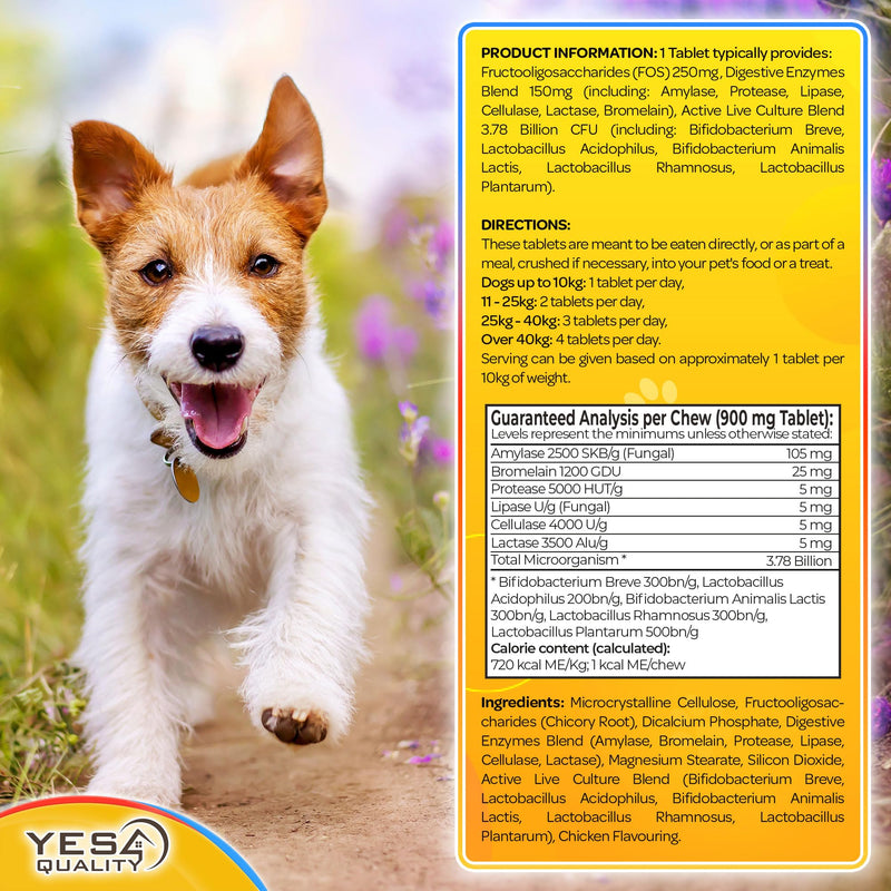 Dog Probiotics - Prebiotic & Probiotic Chews for Dogs - May Support Immunity, Digestive & Gut Health, Diarrhea, Flatulence Relief & Upset Stomach - 120 Chicken Flavored Tablets