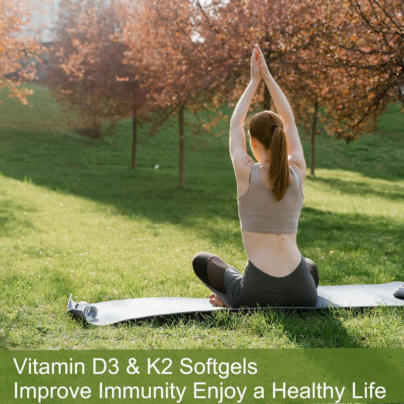 300 Pcs 2 in 1 Vitamin D3 10000 iu Plus K2 (MK-7) 200 mcg, Coconut Oil Softgels with Vitamins D & K, Supports Bone, Heart & Immune Health - Easy to Swallow & Non-GMO
