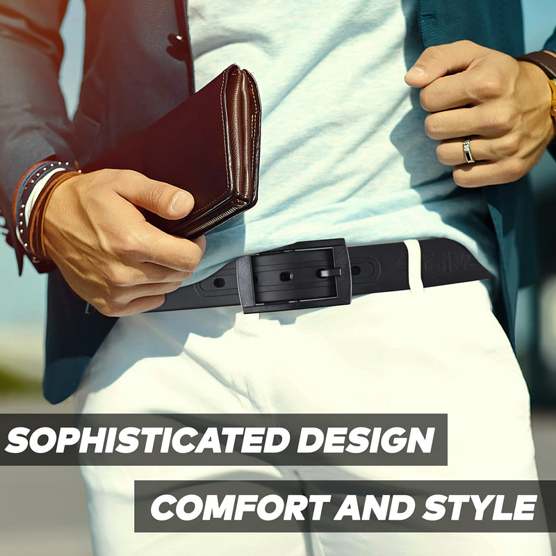 Volver Waterproof Rubber Golf Belts for Men Adjustable Cut-to-fit Interchangeable Colors Sleek Black